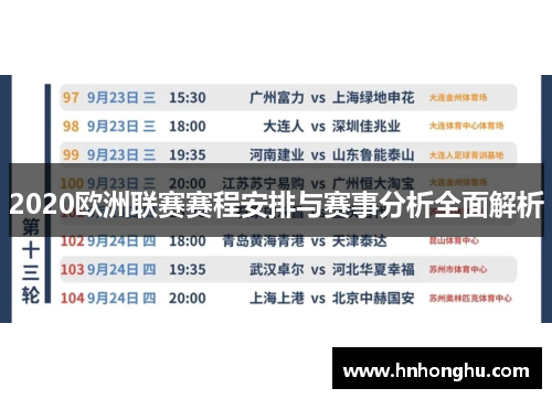 2020欧洲联赛赛程安排与赛事分析全面解析